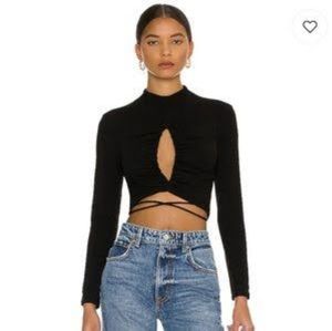 ASTR The Label Long Sleeve Keyhole Adjustable Tie Wrap Top